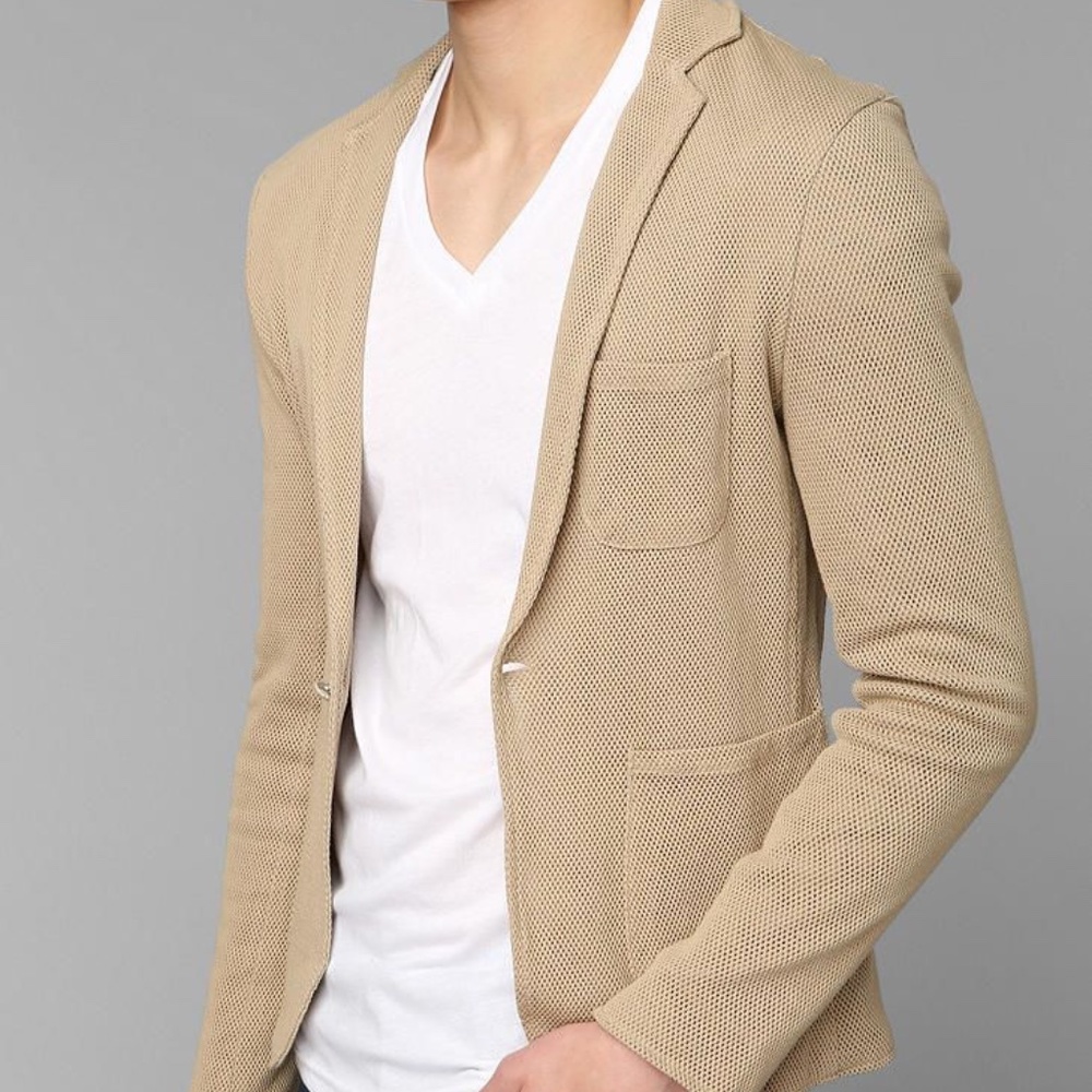 NEW!! Zara Man Mesh Blazer Tan Small